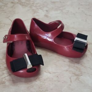 Mini Melissa Red Wine Kids Shoes with Bow
